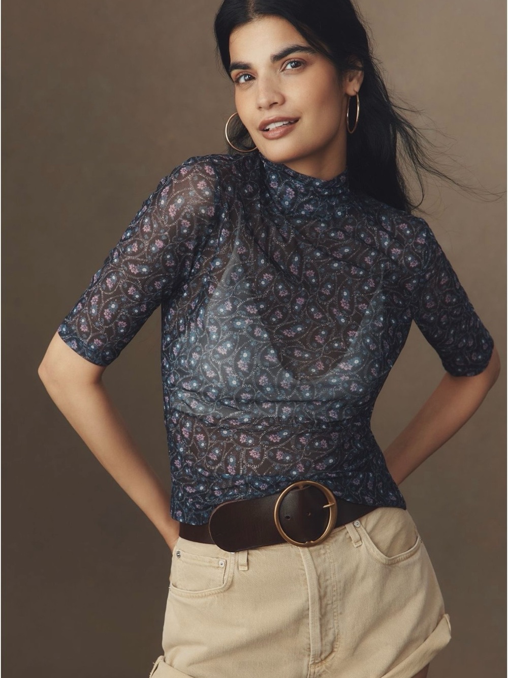 Anthropologie half sleeve mesh top